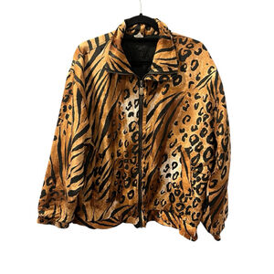 Vintage 90's FUDA International Silk Size Large Leopard Print Jacket Full Zip
